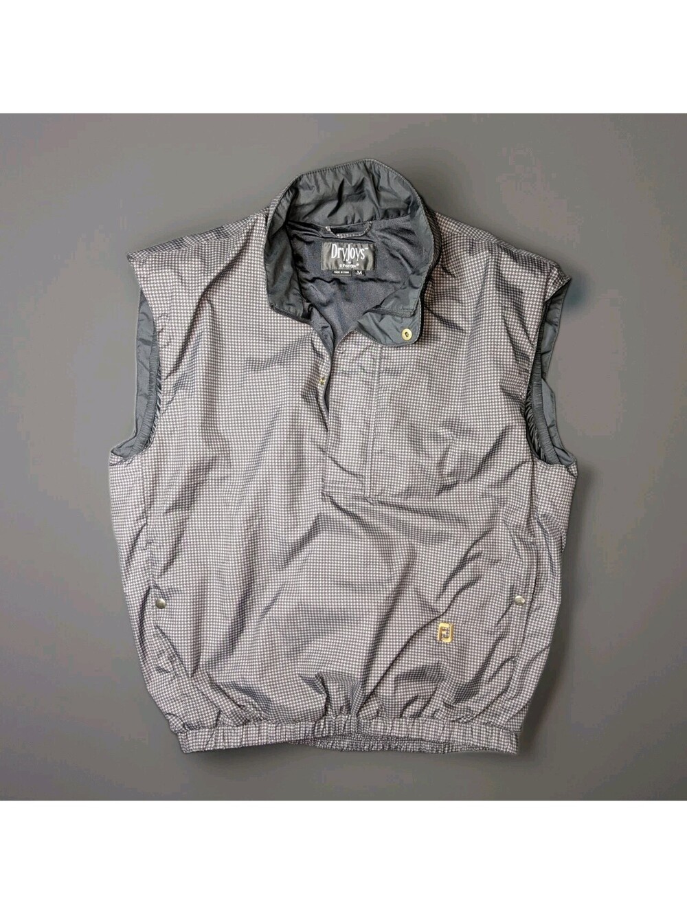 Footjoy Dryjoys Vest Vintage Black Gray Houndstooth Medium 1/2 Zip